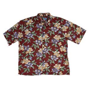 Vintage Reyn Spooner Joe Kealoha Red Hawaiian Tropical Floral Aloha Shirt Mens M